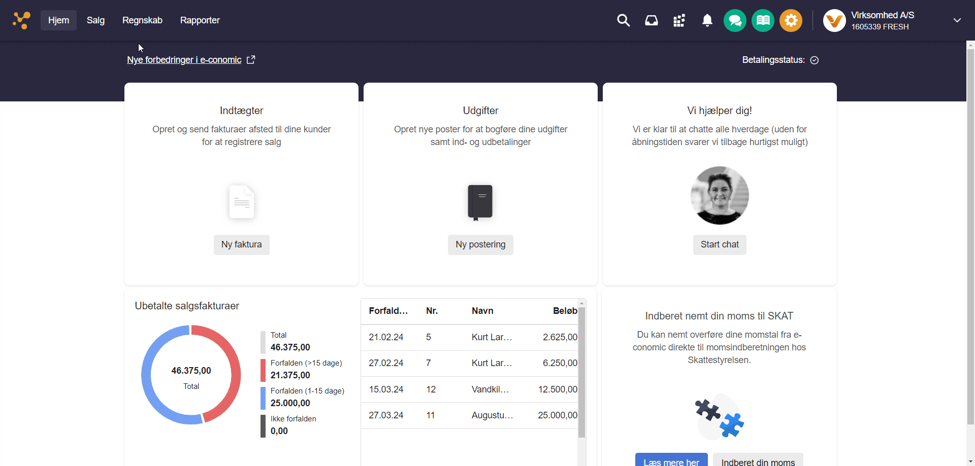 Viser Regnskab-fanen i hovedmenuen – bruges til at navigere til leverandørkartoteket