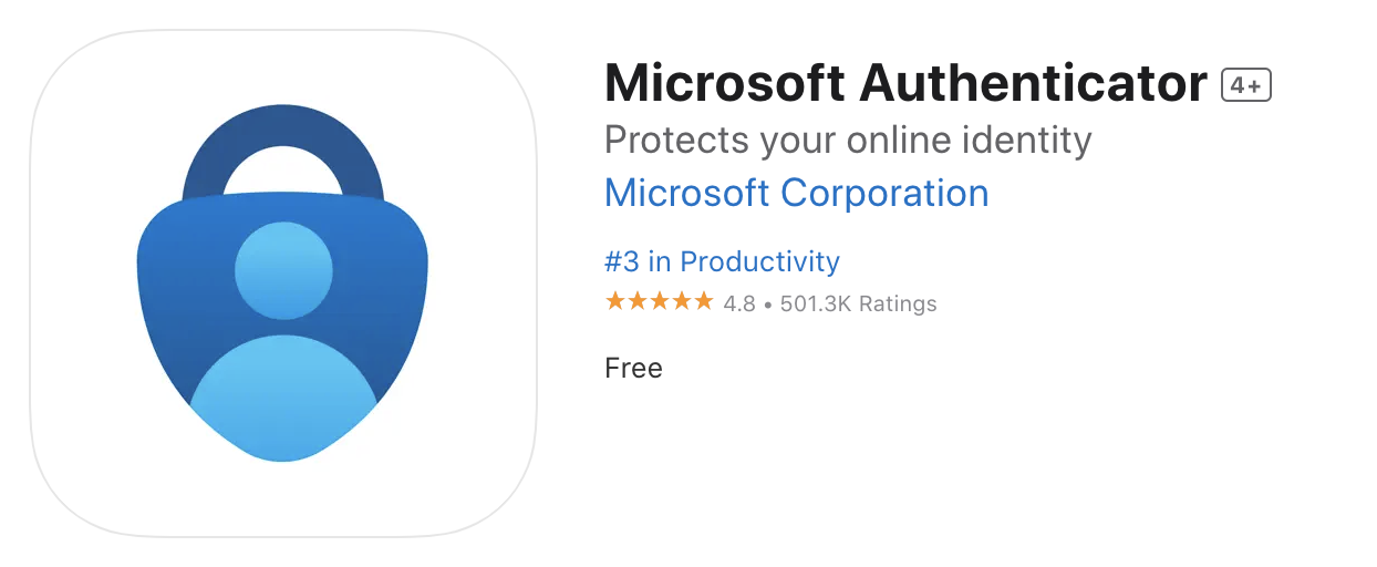 Viser Microsoft Authenticator appen i App Store – bruges til at godkende login til e-conomic via totrinsbekræftelse.