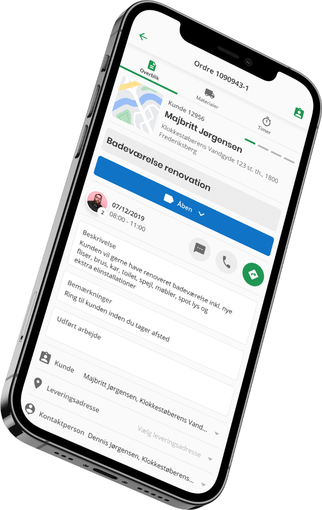 App screenshot: Ordrestyring.dk