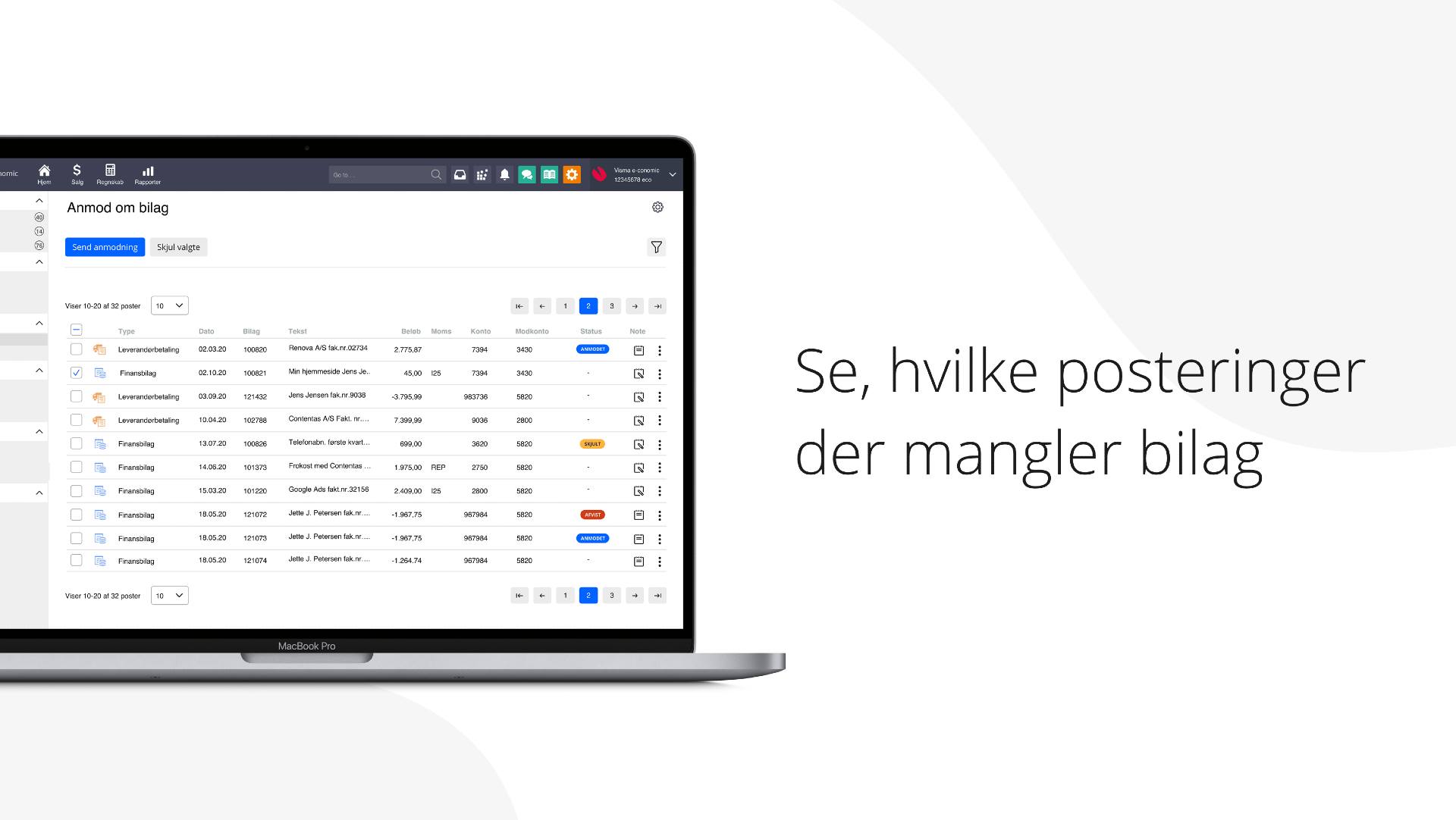 App screenshot: Bilagsanmodning