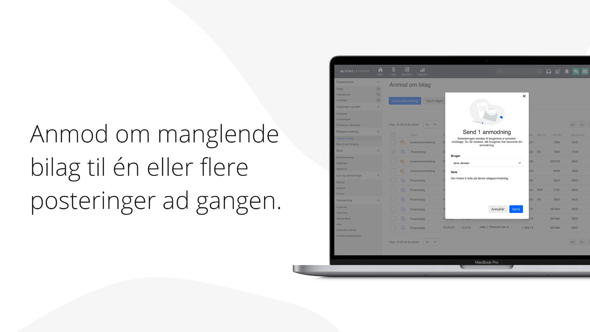 App screenshot: Bilagsanmodning