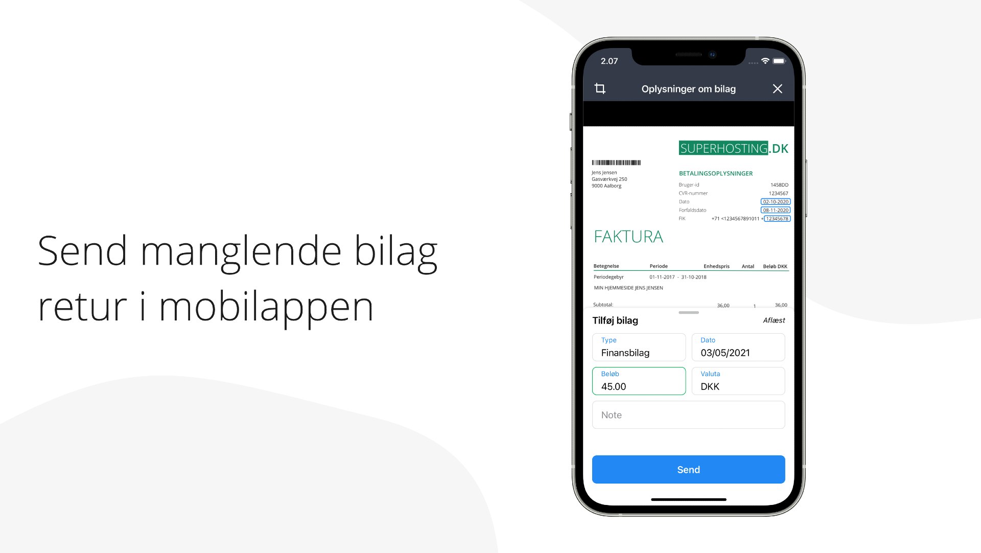 App screenshot: Bilagsanmodning