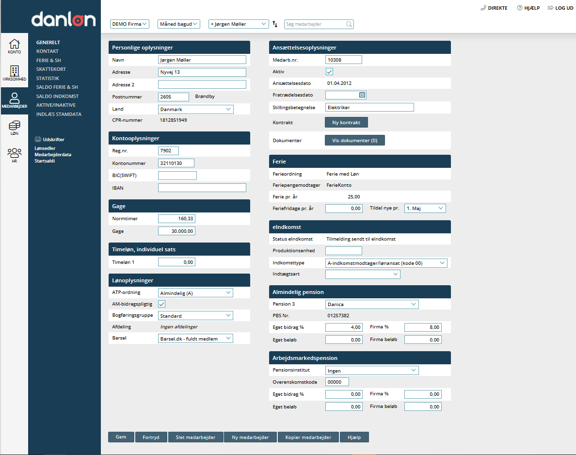 App screenshot: Danløn