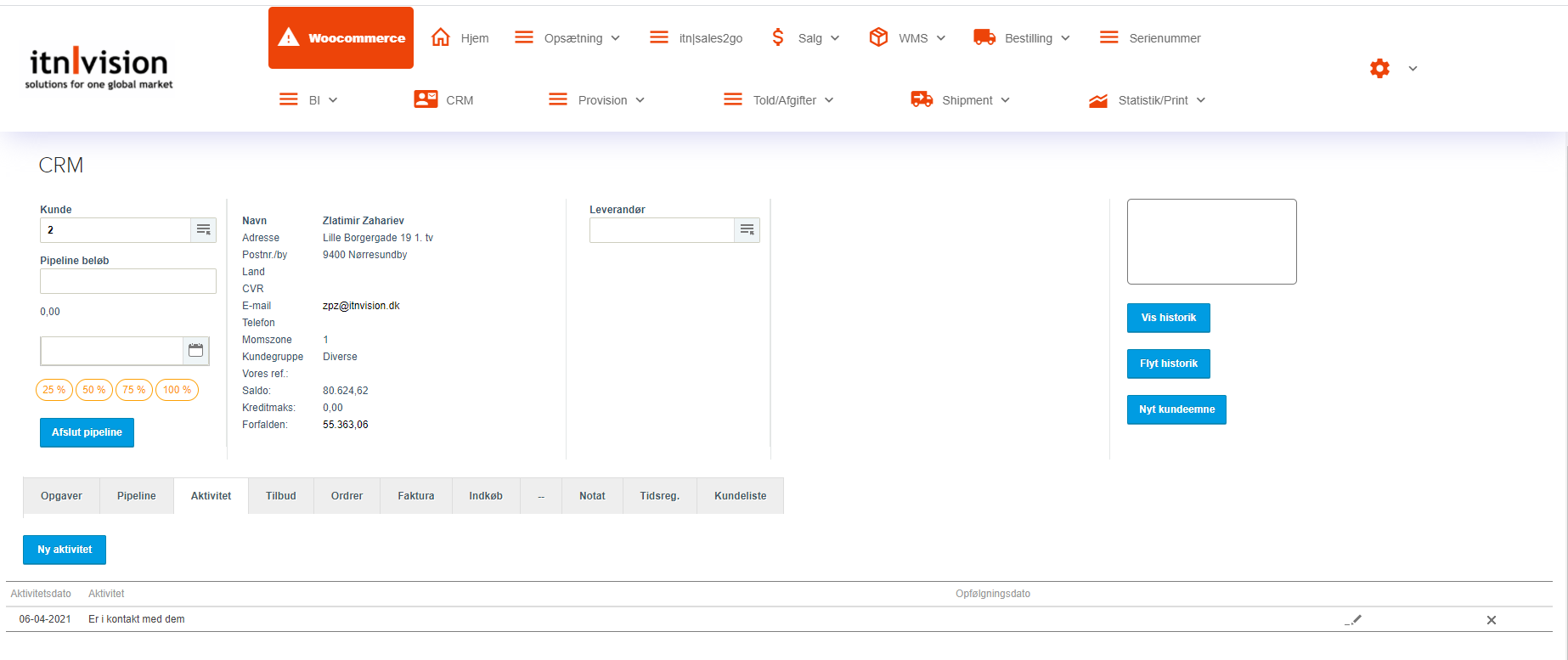 App screenshot: CRM