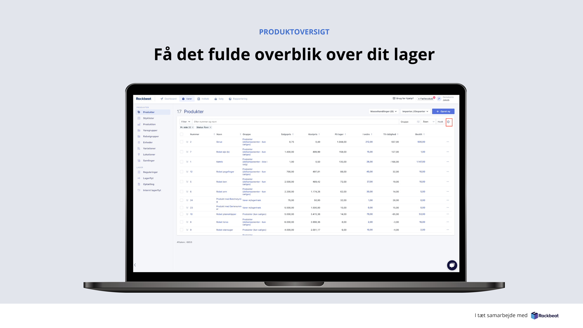 App screenshot: Lager af Rackbeat