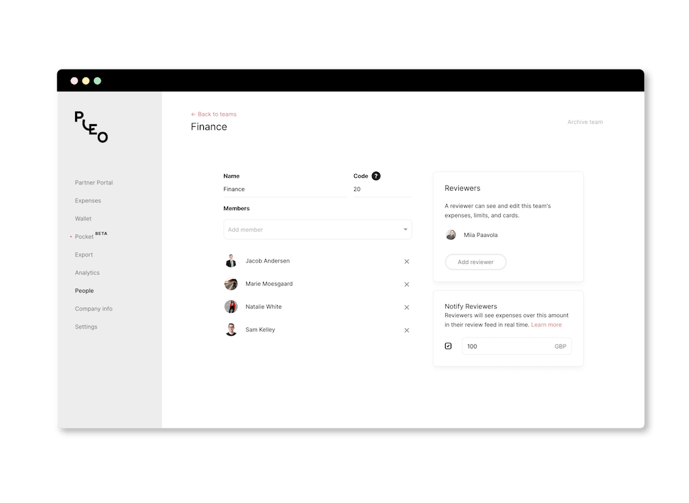 App screenshot: Pleo