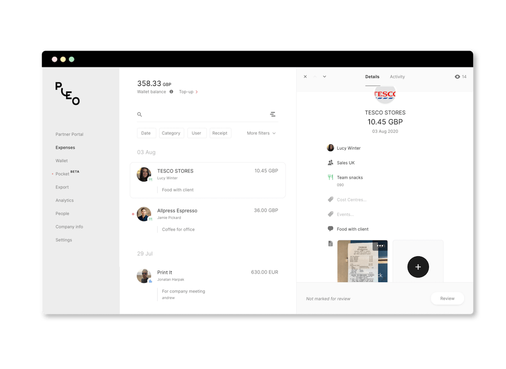 App screenshot: Pleo