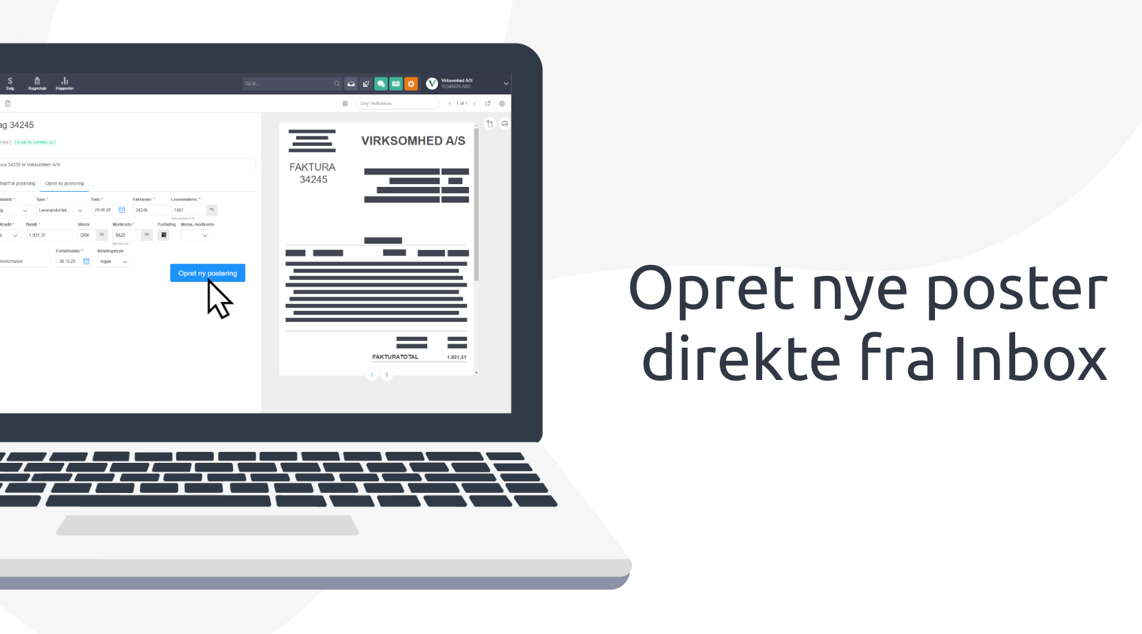 App screenshot: Modtag e-fakturaer