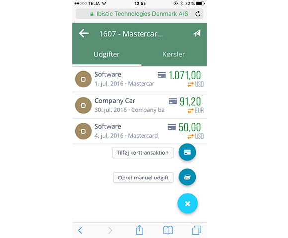 App screenshot: Ibistic Travel & Expense
