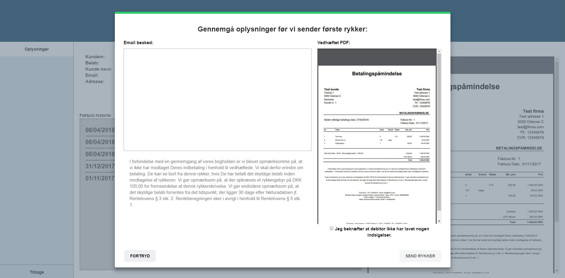 App screenshot: Hutrack Inddrivelsesportal