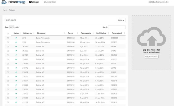 App screenshot: Faktura Import