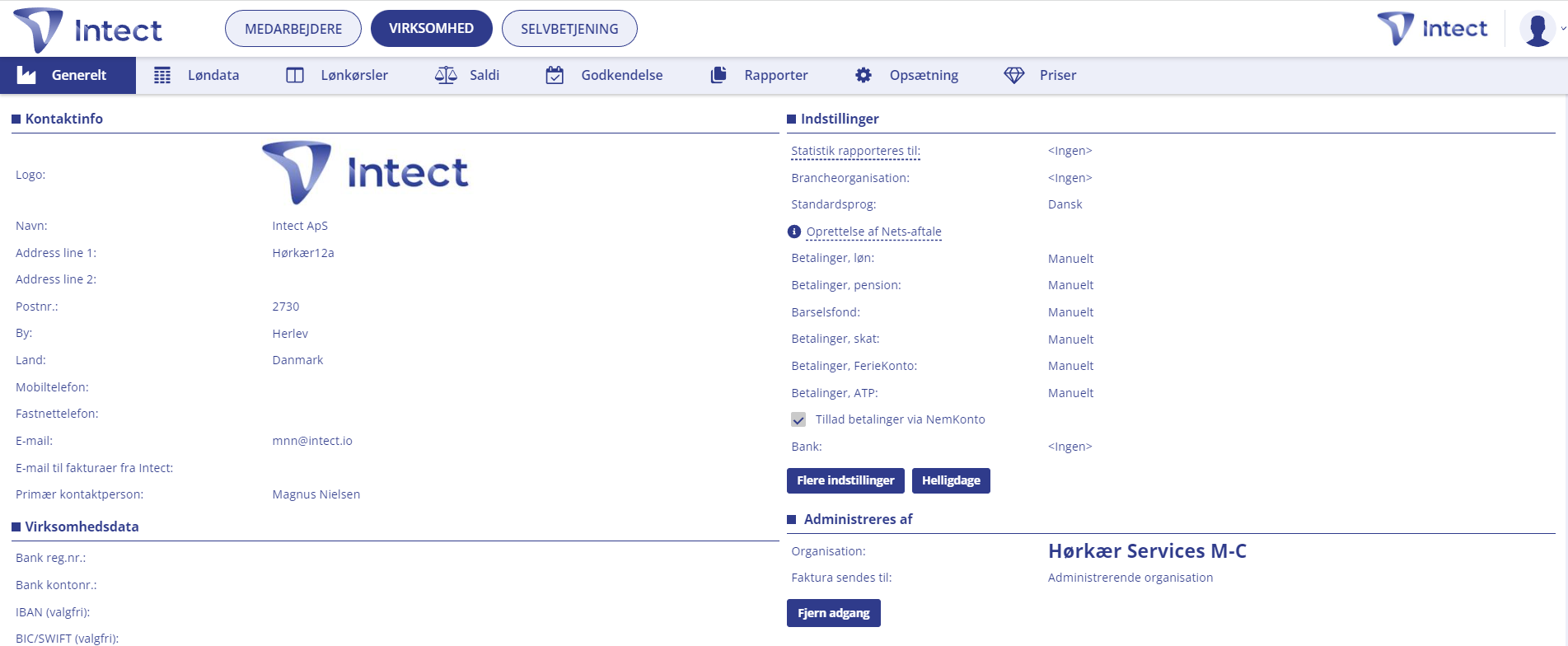 App screenshot: Intect