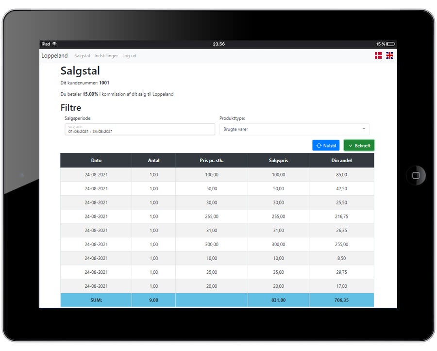 App screenshot: LoppeOnline