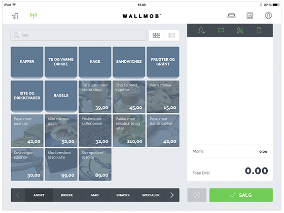 App screenshot: Wallmob POS