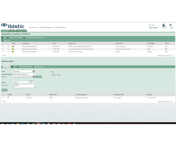 App screenshot: Ibistic Travel & Expense