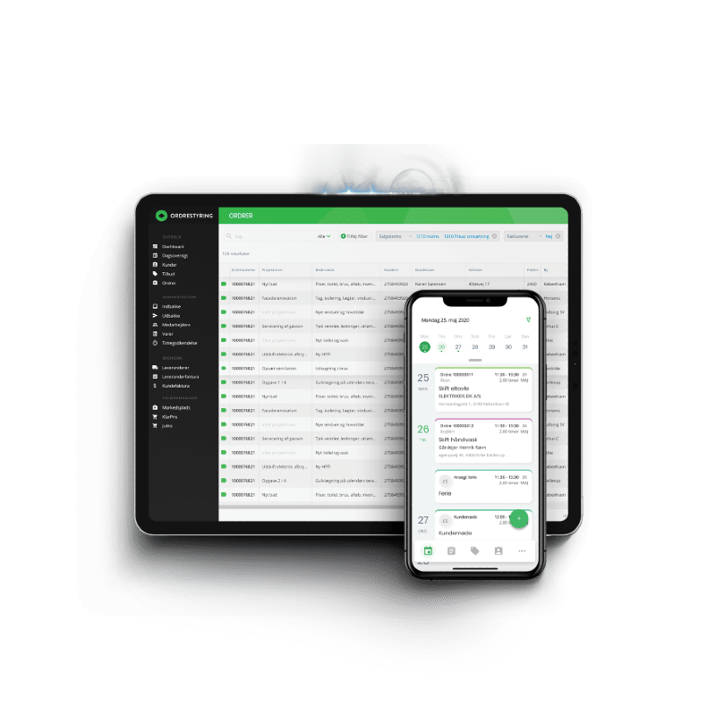 App screenshot: Ordrestyring.dk
