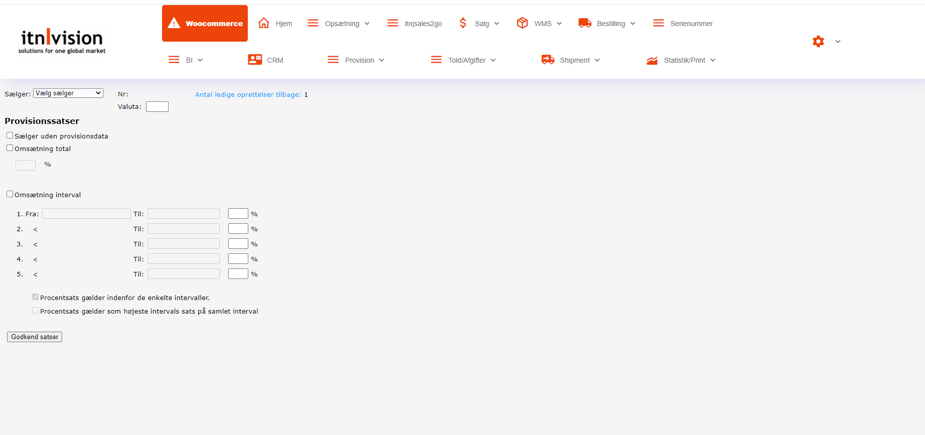 App screenshot: Provisionsberegning