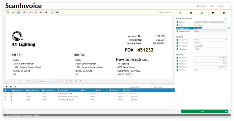App screenshot: Scan Invoice