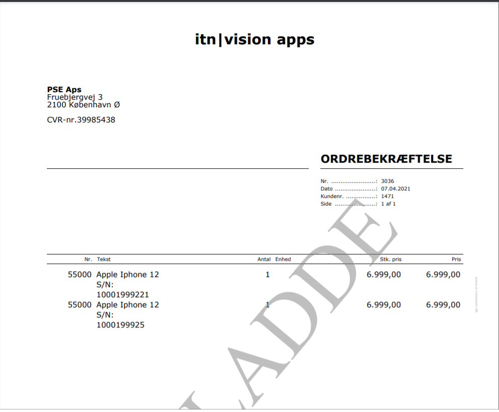 App screenshot: itn|wms electronic