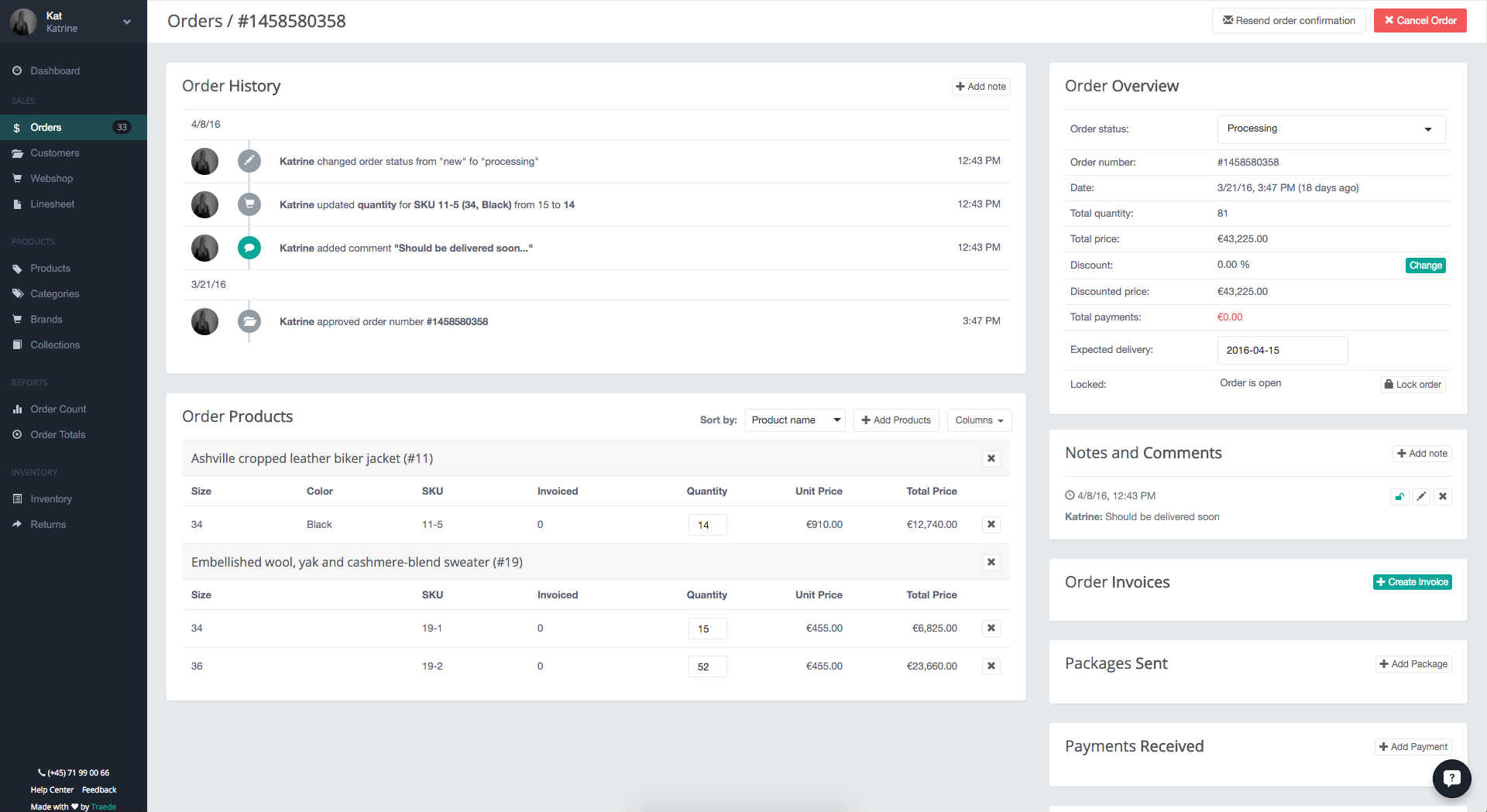 App screenshot: Traede