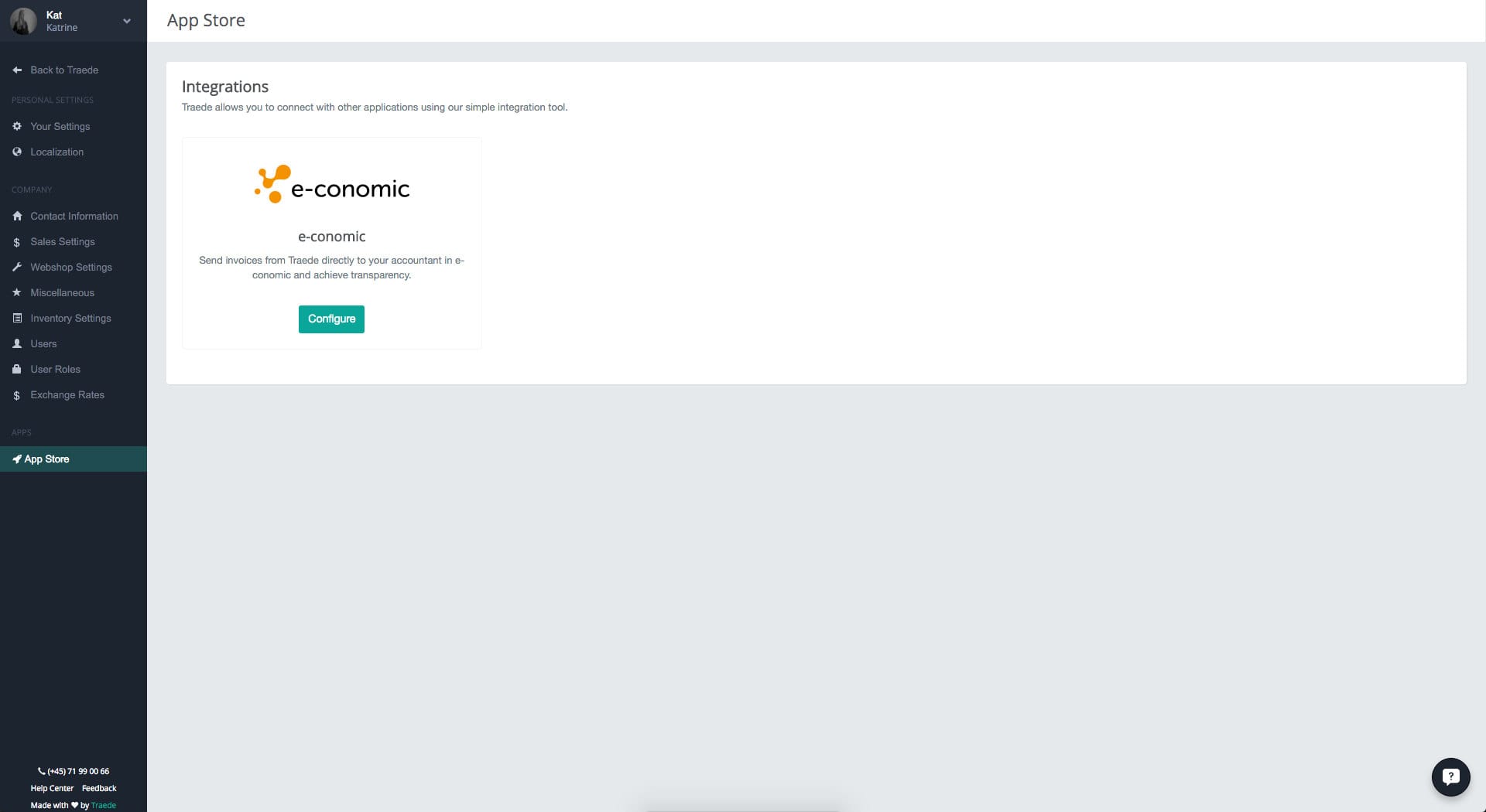 App screenshot: Traede