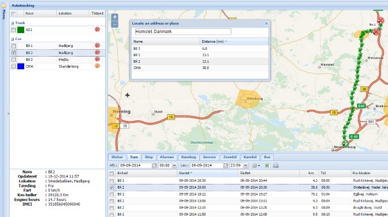 Eksempel på autotracking i Truckplanner-værktøjet fra Multiit