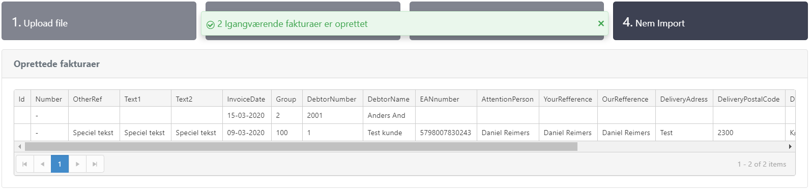 App screenshot: Nem Import