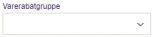 Viser dropdown-feltet 'Varerabatgruppe' i Salg – bruges til at vælge en varerabatgruppe.