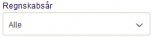 Viser dropdown-feltet 'Regnskabsår' i Stamoplysninger – bruges til at filtrere visningen ud fra regnskabsår.