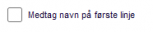 Viser afkrydsningsfeltet "Medtag navn på første linje" i Abonnement – bruges til at inkludere abonnentens navn på den første fakturalinje.