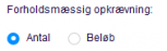 Viser indstillingen for forholdsmæssig opkrævning i Abonnement – bruges til at vælge, om beregningen skal baseres på antal eller beløb.