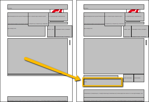 Viser redigering af et elements højde i skabelonlayout – bruges til at skabe plads til andre elementer i skabelonen