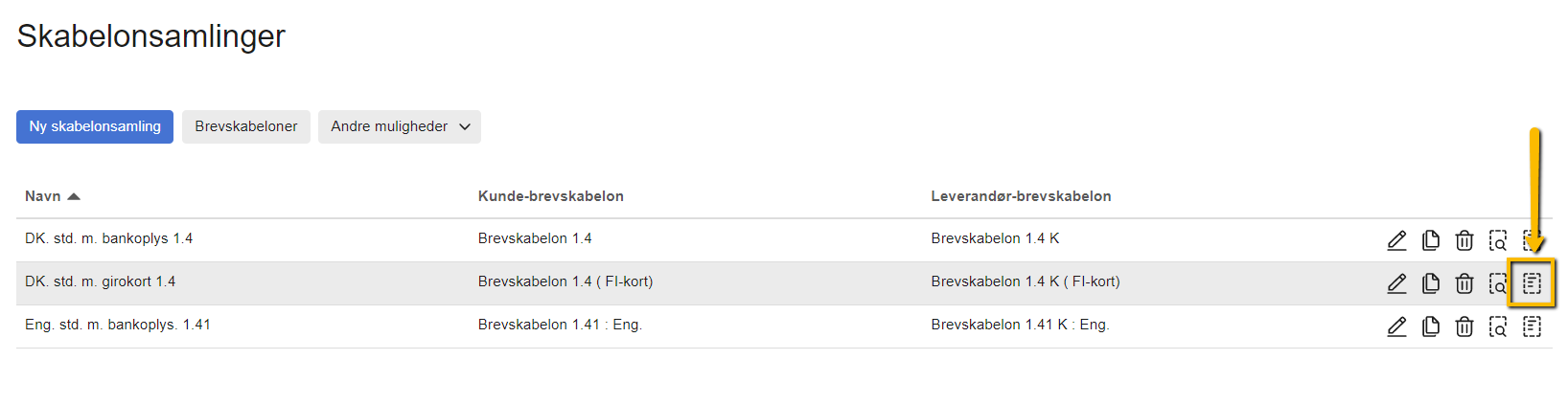 Viser ikonet 'Skabeloner' i oversigten Skabelonsamlinger – bruges til at tilgå de enkelte dokumentlayouts i en skabelonsamling.