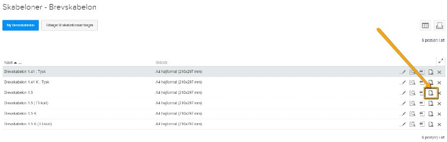 Viser layout-ikonet i listen over brevskabeloner – bruges til at redigere en brevskabelons layout.