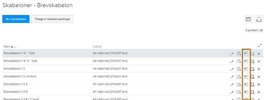 Viser ikonet 'Overskriv med elementer fra anden skabelon' i listen over brevskabeloner – bruges til at overskrive den valgte brevskabelon med elementer fra en anden skabelon.