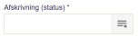 Viser feltet 'Afskrivning (status)' i Stamoplysninger – bruges til at vælge status for afskrivningen.