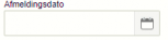 Viser datofeltet for 'Afmeldingsdato' i Stamoplysninger – bruges til at vælge en afmeldingsdato for en medarbejder.
