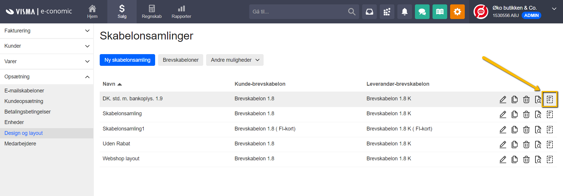 Viser 'Skabeloner'-ikonet i oversigten 'Skabelonsamlinger' – bruges til at tilgå listen over skabeloner i en samling.