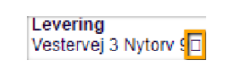 Viser et ulæseligt tegn i et tekstfelt i fakturering – bruges til at identificere det tegn, der forårsager en fejlmeddelelse.