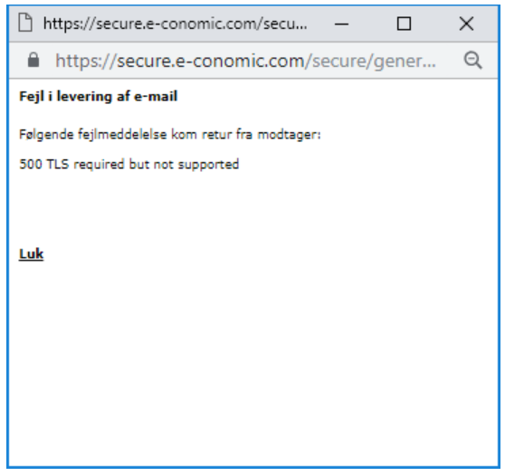 Viser fejlmeddelelse om mislykket e-maillevering i fanen Sendt – bruges til at identificere, at modtagerens mailsystem ikke kan modtage krypterede e-mails.
