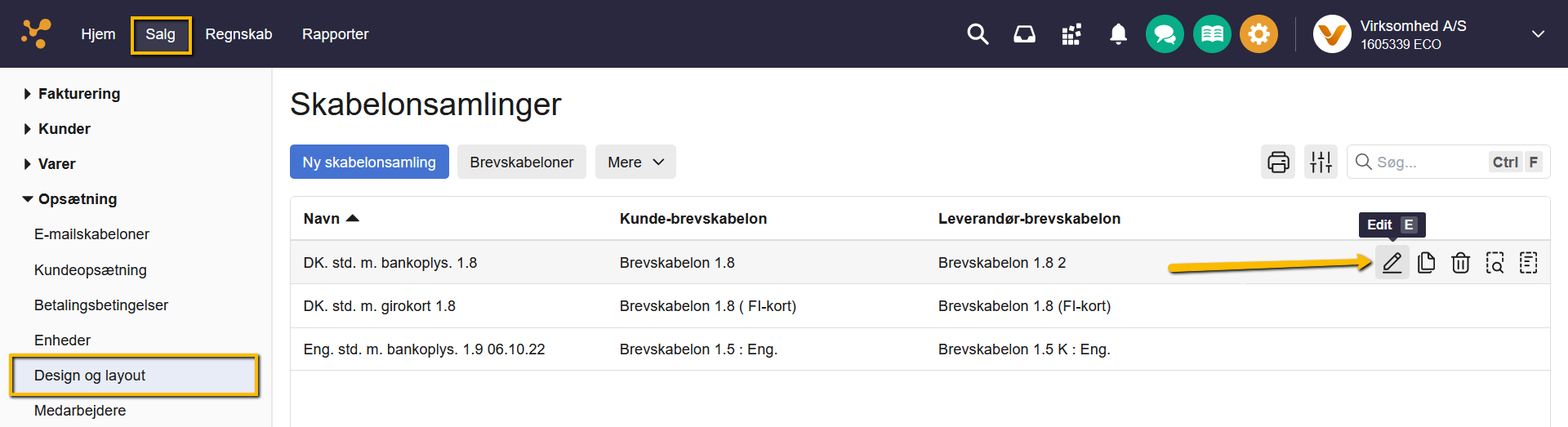 Viser redigeringsikonet i Skabelonsamlinger – bruges til at åbne en skabelonsamling for at kopiere dens layout.