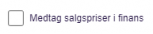 Viser afkrydsningsfeltet 'Medtag salgspriser i finans' i projektmodulet – bruges til at overføre salgspriser fra et projekt til finansbogføringen.