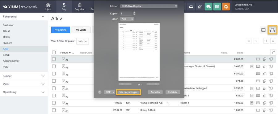 Viser knappen 'Vis oplysninger' i Safaris print-dialog – bruges til at få adgang til indstillinger for sidehoved og -fod.