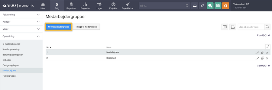 Viser knappen 'Ny medarbejdergruppe' i oversigten Medarbejdergrupper – bruges til at oprette en ny medarbejdergruppe.