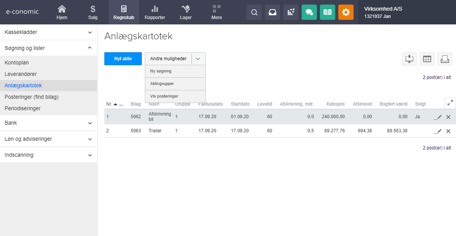 Viser menupunktet "Periodiseringer" i sidemenuen under fanen "Regnskab" – bruges til at finde og tilgå oversigten over periodiseringer.