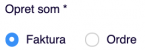 Viser 'Opret som'-feltet i Salg – bruges til at vælge om der skal oprettes en faktura eller en ordre.