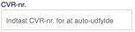 Viser CVR-nr.-feltet i Salg – bruges til at hente og auto-udfylde kundeoplysninger.