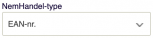Viser dropdown-feltet 'NemHandel-type' i Salg-modulet – bruges til at vælge den korrekte NemHandel-type til elektronisk fakturering.