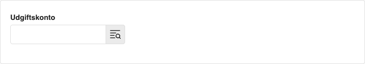 Viser Udgiftskonto-feltet i en leverandørfaktura – bruges til at angive den konto, udgiften skal konteres på.